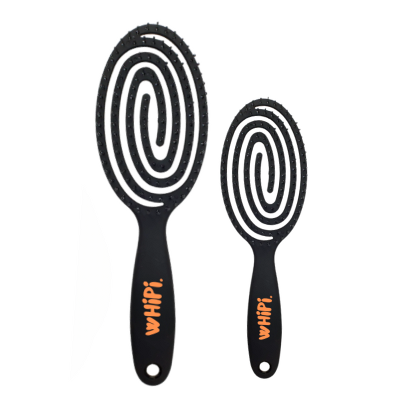 Whipi Co Detangle- Crown Detangle Brush  Black White Smoke Full Size,Mini Size