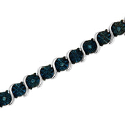 Bids.com .925 Sterling Silver 1/10 Cttw Miracle-Set Treated Blue Color Diamond Miracle Plate "S" Link Tennis Bracelet (Blue Color, I2- I3 Clarity) - 7.25" Bracelets White Smoke White.Sterling Silver / 7.25