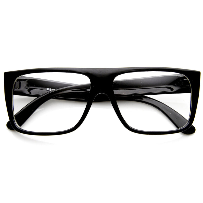 zeroUV Flat Top Square Clear Lens Fashion Glasses 8807 Glasses White Smoke Black