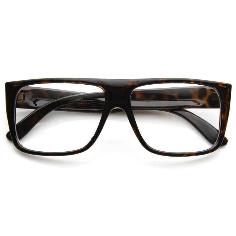 zeroUV Flat Top Square Clear Lens Fashion Glasses 8807 Glasses White Smoke Tortoise