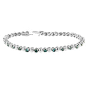 Bids.com 14K White Gold Round-Cut Blue Diamonds Bracelet (3.00 cttw, Blue Color, Clarity) Bracelets White Smoke White.Gold / 7