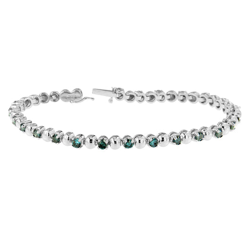 Bids.com 14K White Gold Round-Cut Blue Diamonds Bracelet (3.00 cttw, Blue Color, Clarity) Bracelets White Smoke White.Gold / 7