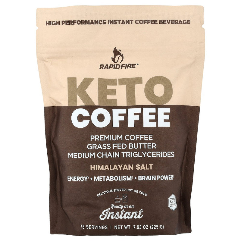 RapidFire RapidFire Ketogenic High Performance Instant Coffee Mix, Supports Energy And Metabolism, 15 Servings, Brown, 7.93 Ounce Coffee Wheat