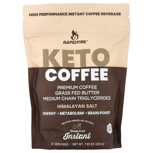 RapidFire RapidFire Ketogenic High Performance Instant Coffee Mix, Supports Energy And Metabolism, 15 Servings, Brown, 7.93 Ounce Coffee Wheat