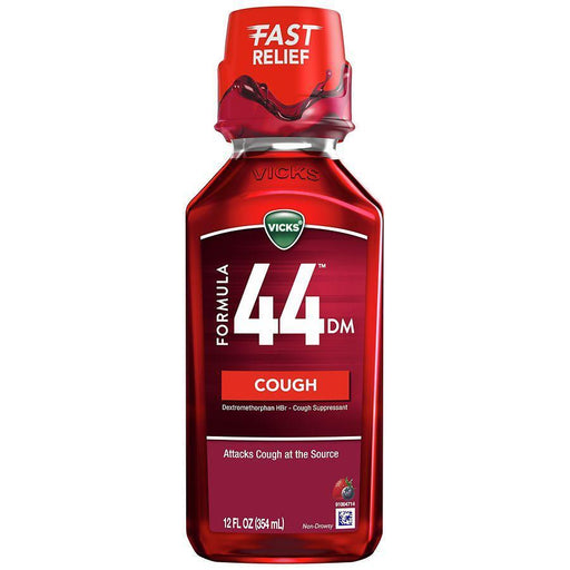 Vicks Vicks Formula 44 Cough Suppressant Liquid Berry, Berry Flavor 12 Oz Personal Care White Smoke