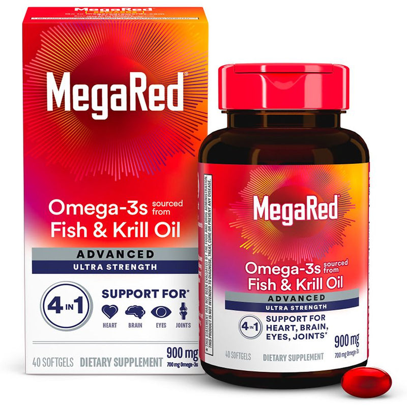 MegaRed MegaRed Advanced 4in1 500mg Omega-3 Fish + Krill Oil Supplement Softgel Vitamins & Supplements White Smoke