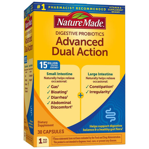 Nature Made Nature Made Digestive Probiotics Advanced Dual Action Capsules - 15 Billion CFU Per Serving - 30ct Vitamins & Supplements Gold