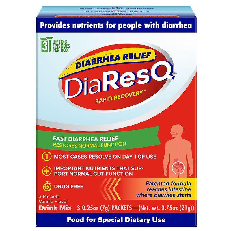 DiaResQ DiaResq Rapid Relief Digestive Health Formula, Vanilla Flavor, 3-Pack (21g Packets) Medicine & Drugs White Smoke