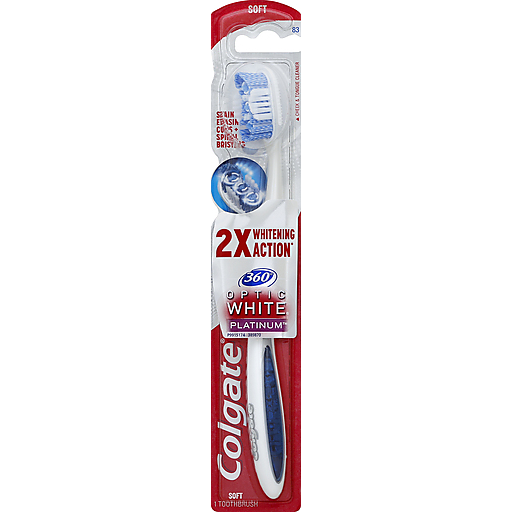 Colgate Colgate 360 Degree Optic White Platinum Toothbrush, Soft 83 Toothbrushes Light Gray