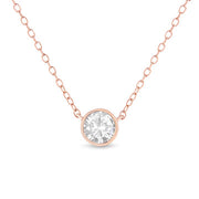 Bids.com .925 Sterling Silver 1/2 Cttw Diamond Bezel 18" Pendant Necklace (I-J Color, I2-I3 Clarity) Necklaces White Smoke White.Sterling Silver / 18,Yellow Plated .925 Sterling Silver / 18,Rose.Sterling Silver / 18