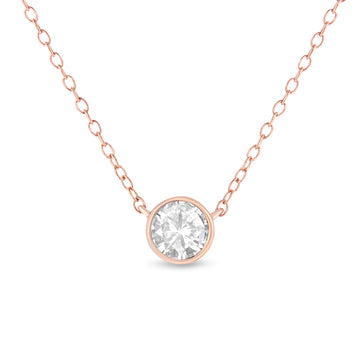 Bids.com .925 Sterling Silver 1/2 Cttw Diamond Bezel 18" Pendant Necklace (I-J Color, I2-I3 Clarity) Necklaces White Smoke White.Sterling Silver / 18,Yellow Plated .925 Sterling Silver / 18,Rose.Sterling Silver / 18