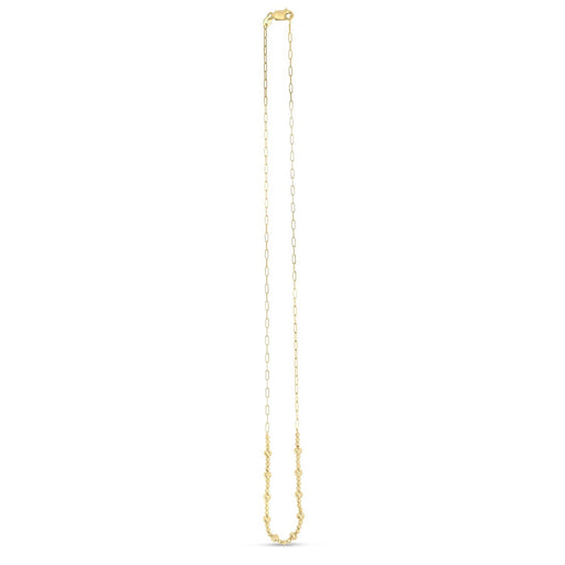 Bids.com 14k Yellow Gold Bead Paperclip Necklace Necklaces White Smoke 18 / Yellow Gold