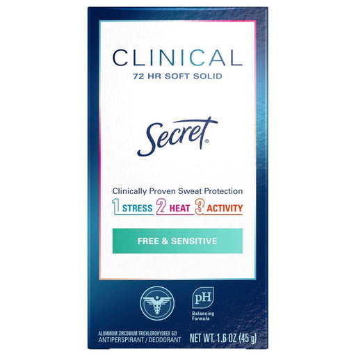 Secret Secret Clinical Strength Soft Solid Antiperspirant And Deodorant - Free & Sensitive - 1.6oz Deodorant White Smoke
