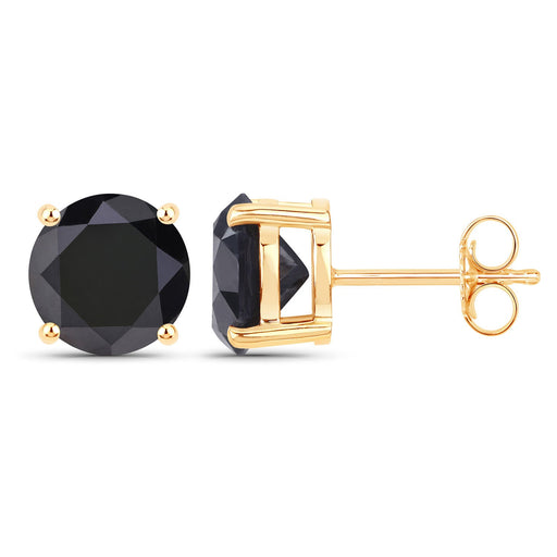 Bids.com 4.12 Carat Genuine Black Diamond 14K Yellow Gold Earrings Earrings White Smoke