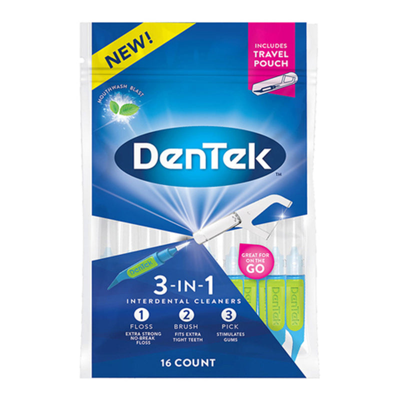 DenTek DenTek 3 In 1 Interdental Cleaners - 16ct Dental Floss Midnight Blue