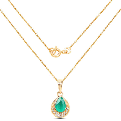 Bids.com 0.89 Carat Genuine Zambian Emerald and White Diamond 14K Yellow Gold Pendant Pendants White Smoke
