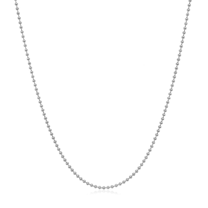 Bids.com 14k White Gold Bead Chain 1.0mm Necklaces White Smoke 16 / White Gold,18 / White Gold,20 / White Gold