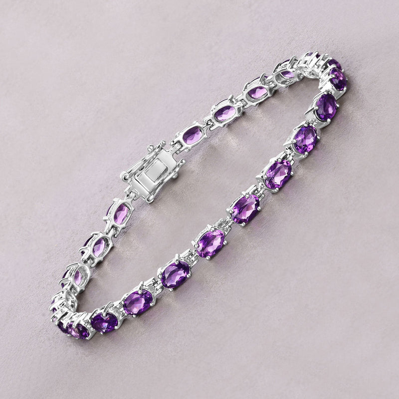 Bids.com 7.98 Carat Genuine Amethyst .925 Sterling Silver Bracelet Bracelets Gray size 7.25,size 8.25,size 7.00,size 6.25