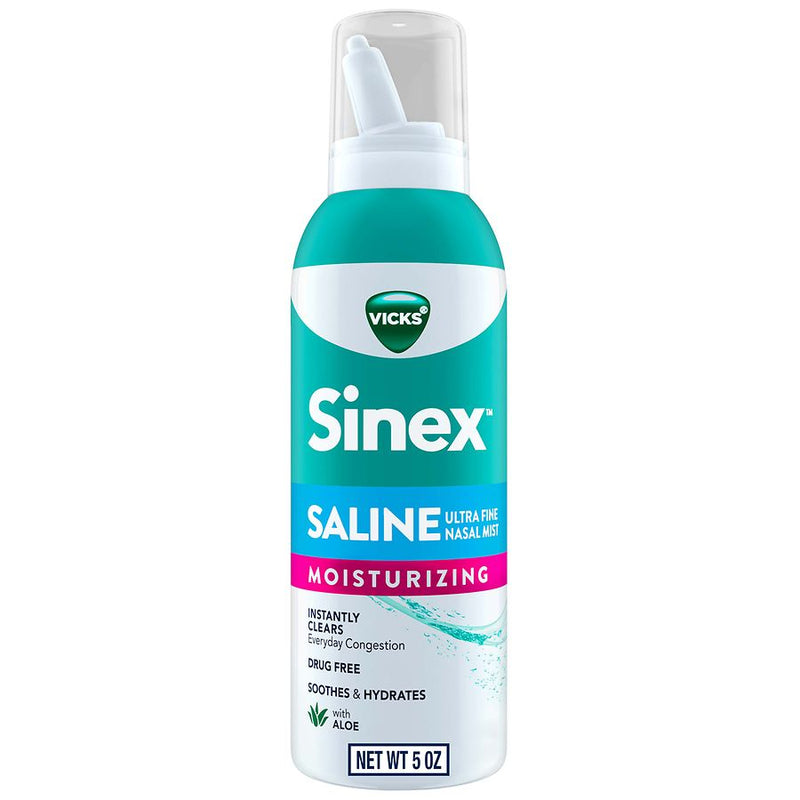 Vicks Vicks Sinex Saline Ultra Fine Nasal Mist Spray With Aloe, 5 Oz Health Care White Smoke
