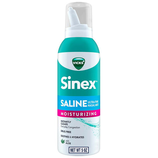 Vicks Vicks Sinex Saline Ultra Fine Nasal Mist Spray With Aloe, 5 Oz Health Care White Smoke