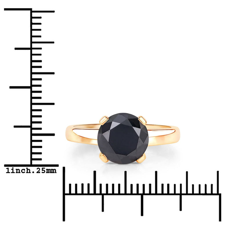 Bids.com 3.00 Carat Genuine Black Diamond 14K Yellow Gold Ring Rings White Smoke size 6.00,size 7.00,size 8.00