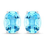 Bids.com 4.00 Carat Genuine Swiss Blue Topaz .925 Sterling Silver Earrings Earrings White Smoke