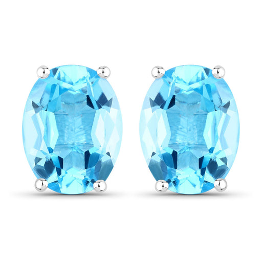 Bids.com 4.00 Carat Genuine Swiss Blue Topaz .925 Sterling Silver Earrings Earrings White Smoke