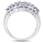 Bids.com 2.35 Carat Genuine Tanzanite .925 Sterling Silver Ring Rings White Smoke size 6.00,size 7.00,size 8.00,size 9.00
