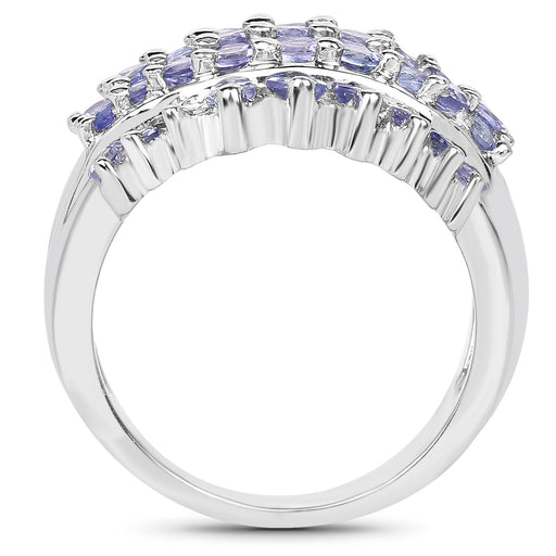 Bids.com 2.35 Carat Genuine Tanzanite .925 Sterling Silver Ring Rings White Smoke size 6.00,size 7.00,size 8.00,size 9.00