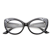 zeroUV Retro 1950's Pointed Cat Eye Clear Lens Glasses 9646 Glasses White Smoke Snakeskin Clear