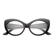 zeroUV Retro 1950's Pointed Cat Eye Clear Lens Glasses 9646 Glasses White Smoke Matte Black Clear