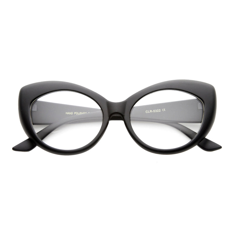 zeroUV Retro 1950's Pointed Cat Eye Clear Lens Glasses 9646 Glasses White Smoke Matte Black Clear