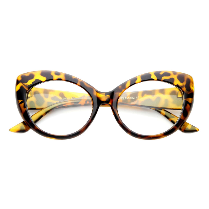 zeroUV Retro 1950's Pointed Cat Eye Clear Lens Glasses 9646 Glasses White Smoke Tortoise Clear