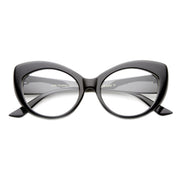 zeroUV Retro 1950's Pointed Cat Eye Clear Lens Glasses 9646 Glasses White Smoke Shiny Black Clear