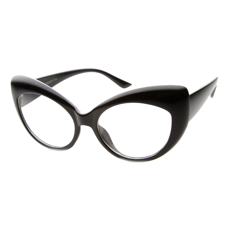 zeroUV Retro 1950's Pointed Cat Eye Clear Lens Glasses 9646 Glasses White Smoke Shiny Black Clear,Tortoise Clear,Snakeskin Clear,Cheetah Clear,Matte Black Clear