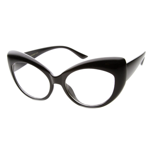 zeroUV Retro 1950's Pointed Cat Eye Clear Lens Glasses 9646 Glasses White Smoke Shiny Black Clear,Tortoise Clear,Snakeskin Clear,Cheetah Clear,Matte Black Clear