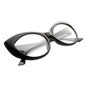 zeroUV Retro 1950's Pointed Cat Eye Clear Lens Glasses 9646 Glasses White Smoke Shiny Black Clear,Tortoise Clear,Snakeskin Clear,Cheetah Clear,Matte Black Clear