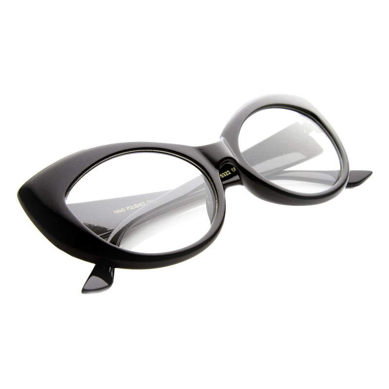 zeroUV Retro 1950's Pointed Cat Eye Clear Lens Glasses 9646 Glasses White Smoke Shiny Black Clear,Tortoise Clear,Snakeskin Clear,Cheetah Clear,Matte Black Clear