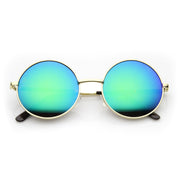 zeroUV Retro Hippie Round Flash Mirror Lens Metal Sunglasses 9636 Sunglasses White Smoke Gold Midnight