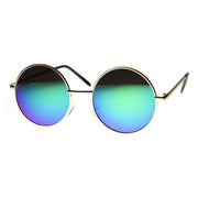 zeroUV Retro Hippie Round Flash Mirror Lens Metal Sunglasses 9636 Sunglasses White Smoke Gold Midnight,Gold Ice,Gold Fire