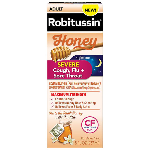Robitussin Robitussin Adult Max Strength Severe Night Honey Honey Antique White
