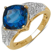 Bids.com 18K Yellow Gold Plated 3.83 Carat Genuine London Blue Topaz & White Topaz .925 Sterling Silver Ring Rings White Smoke size 7.00,size 6.00,size 8.00,size 9.00