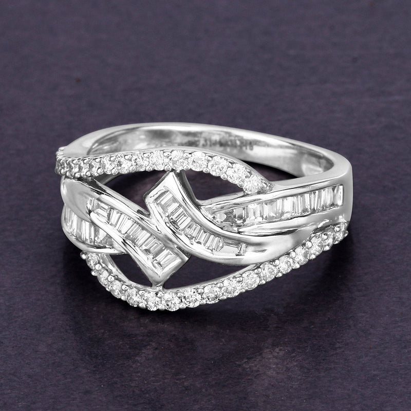 Bids.com 0.72 Carat Genuine White Diamond 14K White Gold Ring (E-F-G Color, VS-SI Clarity) Rings Dark Slate Gray size 6.00
