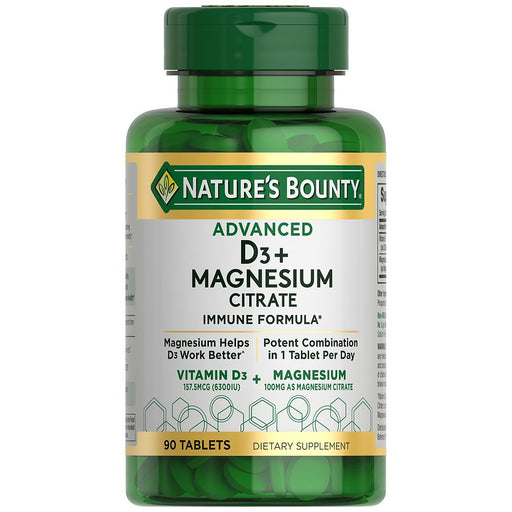Nature's Bounty Nature's Bounty Advanced Vitamin D3 + Magnesium Citrate, Immune And Bone Supplement Tablets Vitamins & Supplements White Smoke