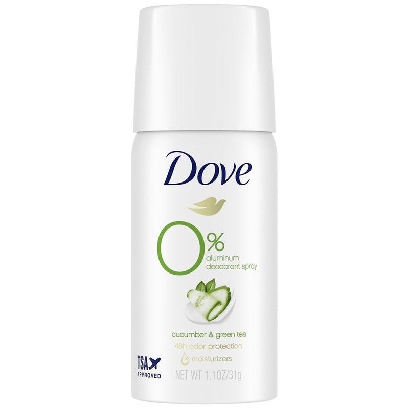 Dove 0% Aluminum Dove 0% Aluminum Deodorant Spray Cucumber & Green Tea, Travel Size Deodorant Lavender