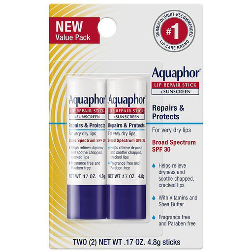 Aquaphor Aquaphor Lip Balm Repair Stick For Chapped Lips - SPF30 - 2pk/.34oz Lip Balms & Treatments Lavender