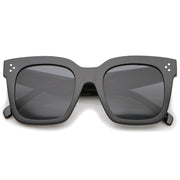 zeroUV Bold Oversize Horned Rim Flat Lens Sunglasses A101 Sunglasses Dim Gray Matte Black Smoke,Shiny Tortoise Amber,Shiny Black Lavender,Creme Brown,Shiny Brown Brown,Blue Blue,Red Clear Tinted,White Green,Shiny Black Smoke
