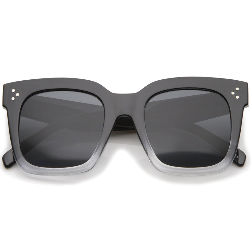 zeroUV Bold Oversize Square Horned Rim Flat Lens Sunglasses A252 Sunglasses Dim Gray Black Clear Smoke