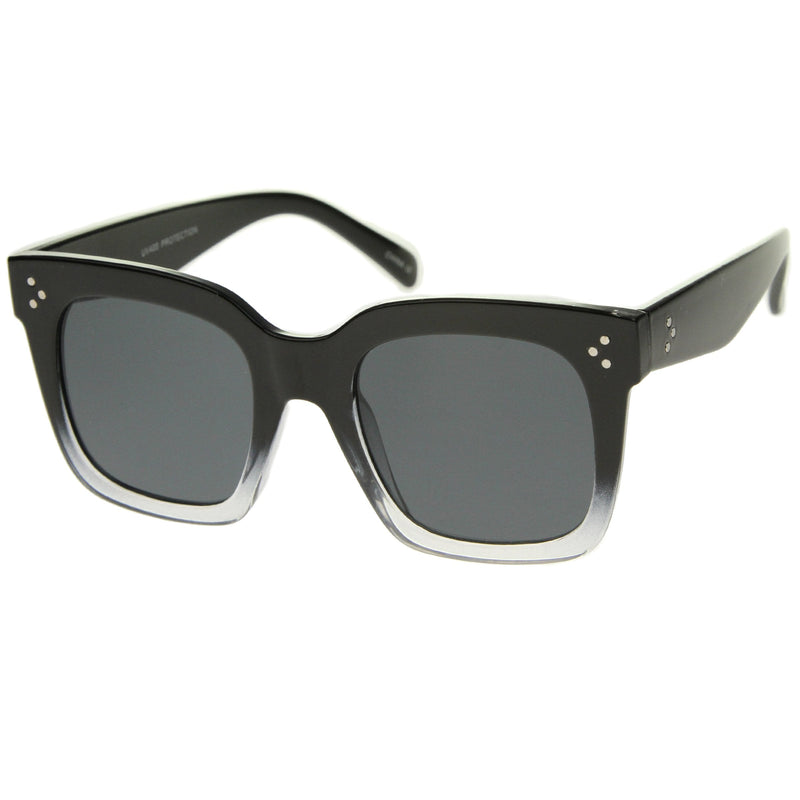 zeroUV Bold Oversize Square Horned Rim Flat Lens Sunglasses A252 Sunglasses White Smoke Black Clear Smoke,Tortoise Blue Lavender,Shiny Black Smoke,Black Tortoise Lavender,Yellow Tortoise Amber,Off-White Smoke,Tortoise Brown (Polarized),Solid Nude Amber,Coral Smoke,Clear Brown Smoke,Black / Silver Mirror (Polarized),Black Tortoise / Lavender,