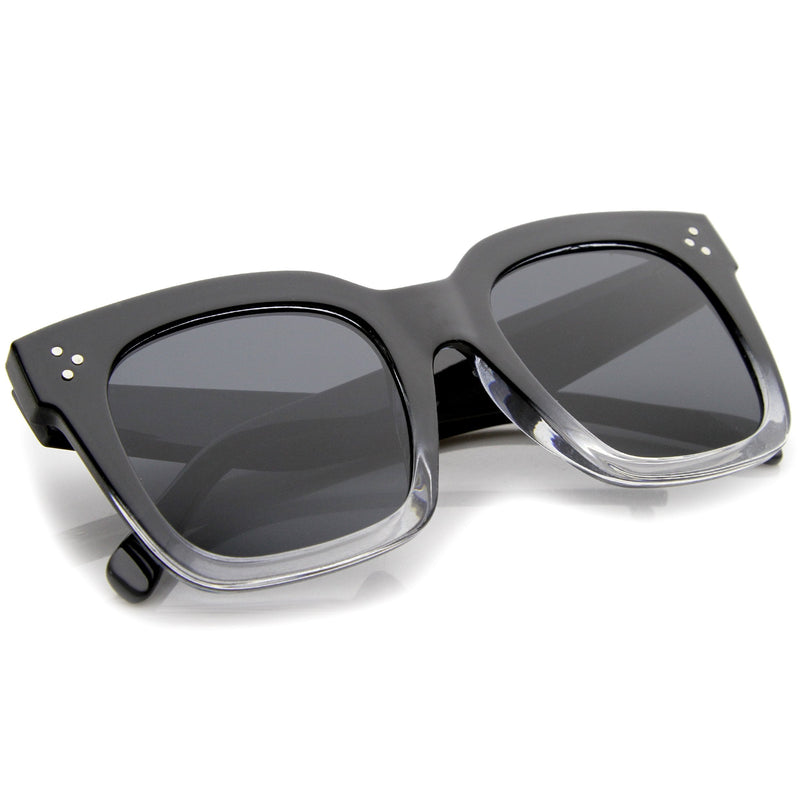 zeroUV Bold Oversize Square Horned Rim Flat Lens Sunglasses A252 Sunglasses White Smoke Black Clear Smoke,Tortoise Blue Lavender,Shiny Black Smoke,Black Tortoise Lavender,Yellow Tortoise Amber,Off-White Smoke,Tortoise Brown (Polarized),Solid Nude Amber,Coral Smoke,Clear Brown Smoke,Black / Silver Mirror (Polarized),Black Tortoise / Lavender,